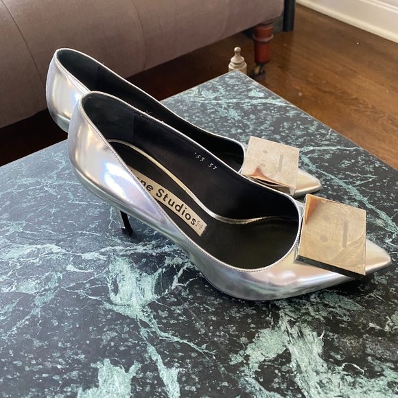 Acne Studios Shoes - Acne Studios Silver Metallic Pumps Adriana